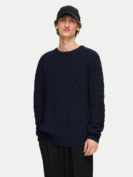 Selected Homme Sweter 16094503 Granatowy Regular Fit. Niebieskie kardigany męskie Selected Homme, bez wzorów, z bawełny, bez kołnierzyka, bez ramiączek. Za 149.99 zł.