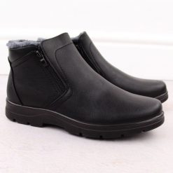 Botki męskie ocieplane czarne UNISOFT 8005. Czarne sztyblety męskie marka niezdefiniowana, ze skóry ekologicznej, bez obcasa, bez zapięcia. Za 159.99 zł.
