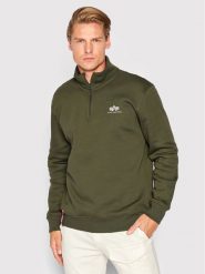 Alpha Industries Bluza Half Zip 108308 Zielony Regular Fit. Zielone bluzy nierozpinane męskie Alpha Industries, m, bez wzorów, z bawełny, bez ramiączek, bez kaptura. Za 179.99 zł.