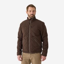 Kurtka pikowana Solognac 500. Brązowe kurtki outdoor męskie SOLOGNAC, l, bez wzorów, z tkaniny, bez kaptura, outdoorowe. Za 199.99 zł.