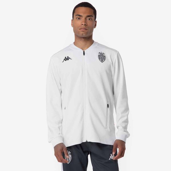 Bluza dresowa AS Monaco Atrisy 2024/25. Białe bluzy nierozpinane męskie Kappa, bez wzorów, z dresówki, sportowe, bez ramiączek, bez kaptura. Za 327.20 zł.
