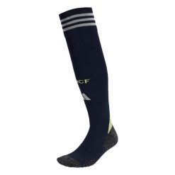 Getry wyjazdowe Real Madryt 25/26. Niebieskie legginsy męskie ADIDAS, bez wzorów, do piłki nożnej. Za 99.95 zł.
