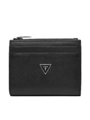 Guess Portfel SMMASL LEA03 Czarny. Czarne portfele męskie Guess, z aplikacjami, ze skóry. Za 259.99 zł.
