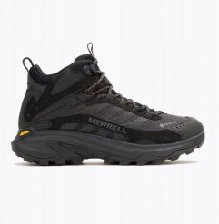 Buty turystyczne Merrell Moab Speed 2 Mid GTX - black. Czarne buty trekkingowe męskie Merrell, bez wzorów, bez zapięcia. Za 823.01 zł.