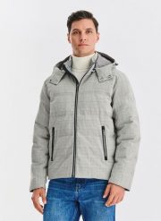 PAKO LORENTE – Szara kurtka w kratę z odpinanym kapturem. Szare kurtki męskie Pako Lorente, na zimę, m, bez wzorów, z elastanu, bez ramiączek. Za 799.99 zł.