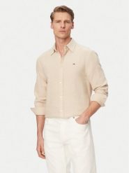 Tommy Jeans Koszula DM0DM22761 Beżowy jasny Regular Fit. Brązowe koszule męskie Tommy Jeans, l, bez wzorów, z bawełny, bez kołnierzyka, bez ramiączek. Za 369.99 zł.