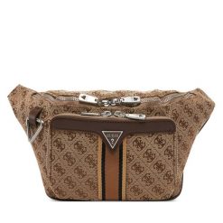 Saszetka nerka Guess. Brązowe saszetki męskie Guess, z aplikacjami, małe. Za 349.99 zł.