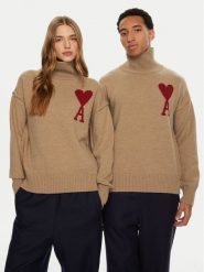 AMI Paris Golf UKS406.018 Brązowy Regular Fit. Brązowe kardigany męskie AMI PARIS, m, bez wzorów, z wełny, bez ramiączek. Za 1,509.00 zł.