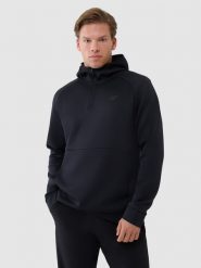 4F Bluza treningowa regular szybkoschnąca męska - czarna M. Czarne bluzy z kapturem męskie 4f, m, bez wzorów, z dzianiny, z kapturem. W wyprzedaży za 149.99 zł.