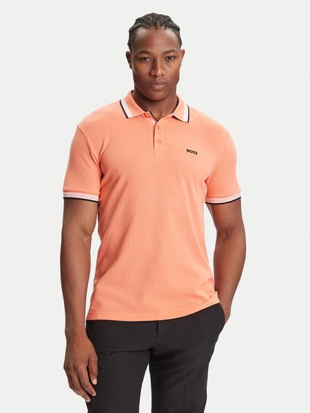 Boss Polo Paddy 50469055 Pomarańczowy Regular Fit. Brązowe koszulki polo męskie Boss, m, bez wzorów, z bawełny, bez kołnierzyka, bez ramiączek. Za 399.99 zł.