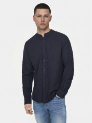 Only & Sons Koszula Caiden 22019173 Granatowy Slim Fit. Niebieskie koszule męskie Only & Sons, m, bez wzorów, ze lnu, bez kołnierzyka, bez ramiączek. Za 119.99 zł.
