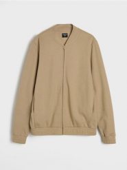 Bluza bomberka - beżowy. Brązowe kurtki męskie Sinsay, l, bez wzorów, bez ramiączek, bez kaptura. Za 69.99 zł.