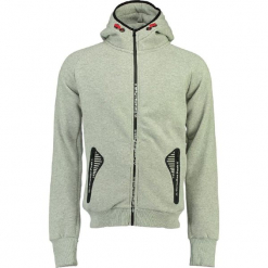 Bluza "Gex" w kolorze szarym. Szare bluzy rozpinane męskie Canadian Peak, z nadrukiem, prążkowane. W wyprzedaży za 136.95 zł.