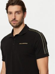 KARL LAGERFELD Polo 745461 551235 Czarny Regular Fit. Czarne koszulki polo męskie KARL LAGERFELD, m, bez wzorów, z bawełny, bez kołnierzyka, bez ramiączek. Za 309.99 zł.