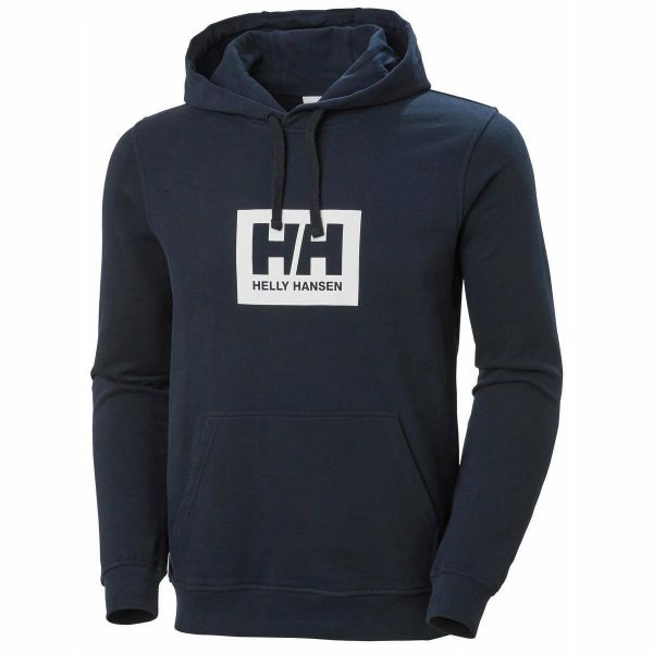 Bluza z kapturem Helly Hansen box. Niebieskie bluzy nierozpinane męskie Helly Hansen, m, bez wzorów, z bawełny, z kapturem. W wyprzedaży za 291.65 zł.