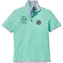 Shirt polo z podwójnym kołnierzykiem bonprix zielony miętowy. Zielone koszulki polo męskie bonprix, sportowe, z podwójnym kołnierzykiem. Za 34.99 zł.