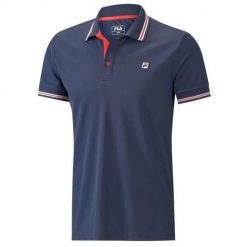 Koszulka sportowa męska Fila Polo Piro. Niebieskie koszulki polo męskie Fila, m, bez wzorów, z bawełny, sportowe, bez kołnierzyka, bez ramiączek. Za 329.00 zł.