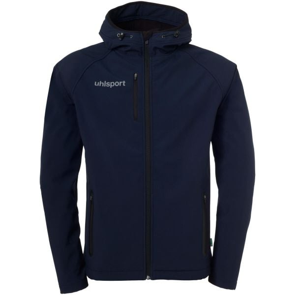 Kurtka softshell Uhlsport Essential. Niebieskie kurtki męskie Uhlsport, bez wzorów, z materiału, sportowe, bez ramiączek, bez kaptura. Za 505.90 zł.