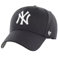 Męska czapka z daszkiem 47 Brand MLB New York Yankees Cap. Czarne czapki męskie 47 Brand, bez wzorów, z bawełny, sportowe. Za 99.99 zł.