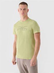 4F T-shirt regular męski 4F x Robert Lewandowski - zielony L. Zielone t-shirty męskie 4f, l, bez wzorów, z bawełny, bez kołnierzyka, bez ramiączek. W wyprzedaży za 59.99 zł.