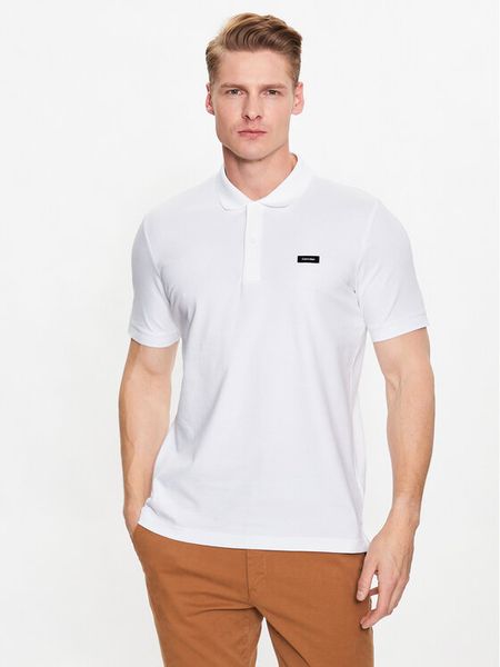 Calvin Klein Polo K10K111196 Biały Regular Fit. Białe koszulki polo męskie Calvin Klein, m, bez wzorów, z bawełny, bez kołnierzyka, bez ramiączek. Za 179.99 zł.