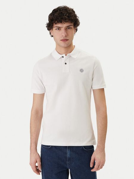 Guess Polo M2YP24 KC9T1 Biały Regular Fit. Białe koszulki polo męskie Guess, l, z aplikacjami, z bawełny, bez kołnierzyka, bez ramiączek. Za 344.99 zł.