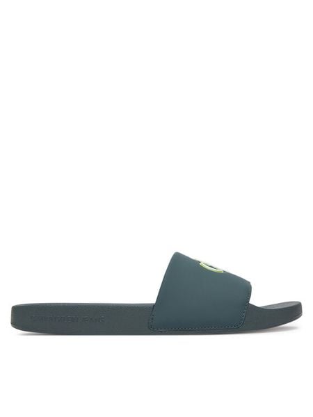 Calvin Klein Jeans Klapki Slide Jelly Mono Pu YM0YM01281 Zielony. Zielone klapki i japonki męskie Calvin Klein Jeans, bez wzorów, z jeansu. Za 139.99 zł.
