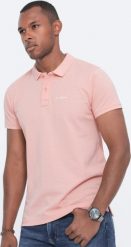 Ombre Koszulka polo z dzianiny pique - jasnoróżowa V5 S1746 S. Czerwone koszulki polo męskie Ombre, m, bez wzorów, z dzianiny, bez kołnierzyka, bez ramiączek. Za 89.99 zł.
