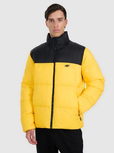 4F Kurtka puchowa z wypełnieniem syntetycznym męska - żółta M. Żółte kurtki męskie 4f, na zimę, m, bez wzorów, z materiału, bez ramiączek, bez kaptura. W wyprzedaży za 239.99 zł.
