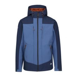 Trespass Tamston- Męska kurtka softshell granatowa. Niebieskie kurtki męskie Trespass, na lato, m, z aplikacjami, z softshellu, sportowe, bez ramiączek, bez kaptura. Za 346.99 zł.