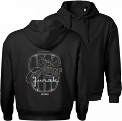 Bluza z kapturem motocyklowa z motocyklem na motor Junak M10 męska czarna L. Czarne bluzy nierozpinane męskie Topslang, l, bez wzorów, bez ramiączek, z kapturem. Za 287.30 zł.