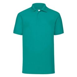 Męska Koszulka Polo 65/35. Zielone koszulki polo męskie Fruit of the Loom, m, bez wzorów, bez kołnierzyka, bez ramiączek. Za 53.99 zł.