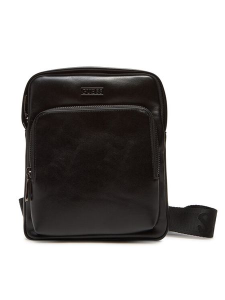 Guess Saszetka HMBOCA P5323 Czarny. Czarne saszetki męskie Guess, z aplikacjami, ze skóry. Za 269.99 zł.