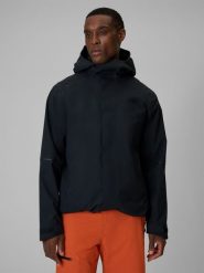 4F Kurtka trekkingowa membrana 10000 męska - czarna XL. Czarne kurtki męskie 4f, l, bez wzorów, z materiału, bez ramiączek, bez kaptura. Za 399.99 zł.