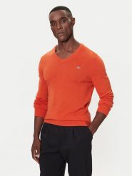 Gant Sweter 8050274 Pomarańczowy Regular Fit. Brązowe kardigany męskie Gant, m, bez wzorów, z wełny, bez ramiączek. Za 509.99 zł.