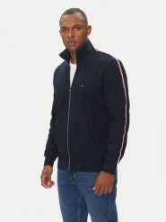 Tommy Hilfiger Bluza Global Stripe MW0MW38686 Granatowy Regular Fit. Niebieskie bluzy rozpinane męskie Tommy Hilfiger, m, bez wzorów, z bawełny, bez ramiączek, bez kaptura. Za 419.99 zł.