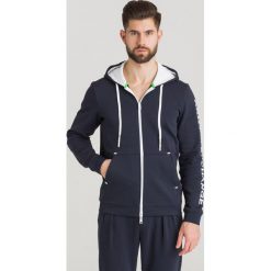BLUZA Armani Exchange. Niebieskie bluzy rozpinane męskie Armani Exchange, l, bez wzorów, z materiału, bez ramiączek, z kapturem. Za 426.30 zł.
