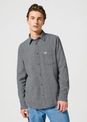 WRANGLER MESKA KOSZULA 1 PKT FLANNEL SHIRT GREY BLACK 112357253 W564008853. Czarne koszule męskie Wrangler, m, bez wzorów, bez kołnierzyka, bez ramiączek. Za 219.99 zł.