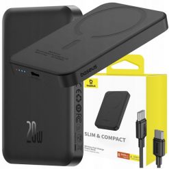 Powerbank mini indukcyjny z magsafe Baseus 5000 mAh 20W magnetyczny + kabel. Czarne powerbanki Baseus. Za 118.99 zł.