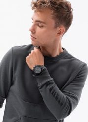 Ombre Bluza męska z kieszenią zapinaną na zamek - grafitowa B1349 L. Szare bluzy rozpinane męskie Ombre, l, bez wzorów, bez ramiączek, bez kaptura. Za 79.99 zł.