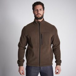 Polar outdoor Solognac 500. Brązowe bluzy z polaru męskie SOLOGNAC, m, bez wzorów, z bawełny, sportowe, bez ramiączek, bez kaptura. Za 89.99 zł.
