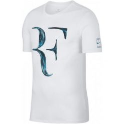 Nike Męski T-Shirt Rf M Nk Tee White Neo Turq M. Białe t-shirty sportowe męskie Nike, sportowe. Za 155.00 zł.