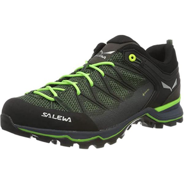Buty trekkingowe męskie Salewa MS Mtn Trainer Lite Gtx. Zielone buty trekkingowe męskie Salewa, bez wzorów, z materiału, bez zapięcia, trekkingowe. Za 757.25 zł.