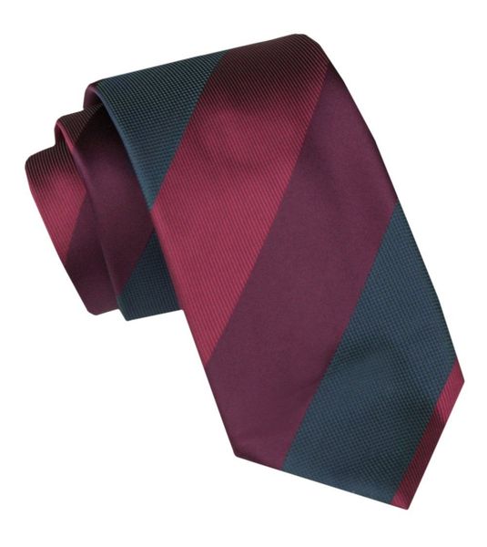 Męski Krawat - Alties - Duże Pasy, Czerwień, Bordo, Zieleń. Czerwone krawaty i muchy męskie Alties, bez wzorów, z tkaniny, eleganckie. Za 49.00 zł.