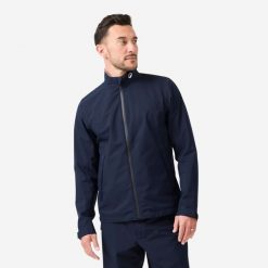 Kurtka przeciwdeszczowa do golfa męska Inesis RW500. Niebieskie kurtki męskie INESIS, l, bez wzorów, z materiału, sportowe, bez ramiączek, bez kaptura. Za 279.99 zł.