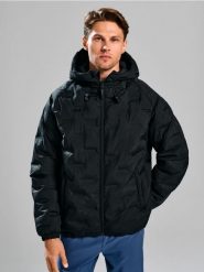 Kurtka puffer z kapturem SNSY PERFORMANCE - czarny. Czarne kurtki męskie Sinsay, l, bez wzorów, bez ramiączek, z kapturem. Za 139.99 zł.