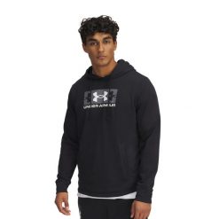 Bluza męska Under Armour Rival Terry Logo. Czarne bluzy nierozpinane męskie Under Armour, m, bez wzorów, sportowe, bez ramiączek, bez kaptura. W wyprzedaży za 239.40 zł.