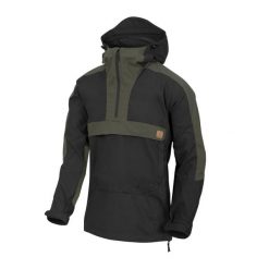 Kurtka Anorak Woodsman - Czarny / Taiga Green. Czarne kurtki outdoor męskie Helikon-Tex, l, bez wzorów, z tkaniny, bez kaptura, outdoorowe. Za 379.99 zł.