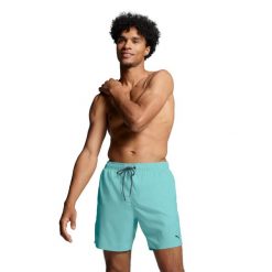 Męskie kąpielówki Puma, średniej długości, Electric Mint. Zielone kąpielówki męskie Puma, m, bez wzorów. Za 216.99 zł.