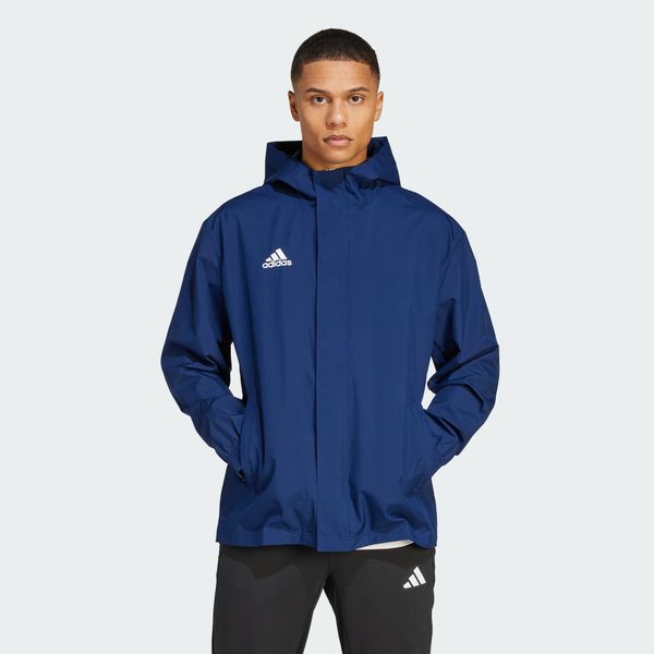 Kurtka piłkarska męska Adidas Entrada 22 All-Weather. Niebieskie kurtki męskie ADIDAS, m, bez wzorów, z poliesteru, sportowe, bez ramiączek, bez kaptura. Za 176.68 zł.